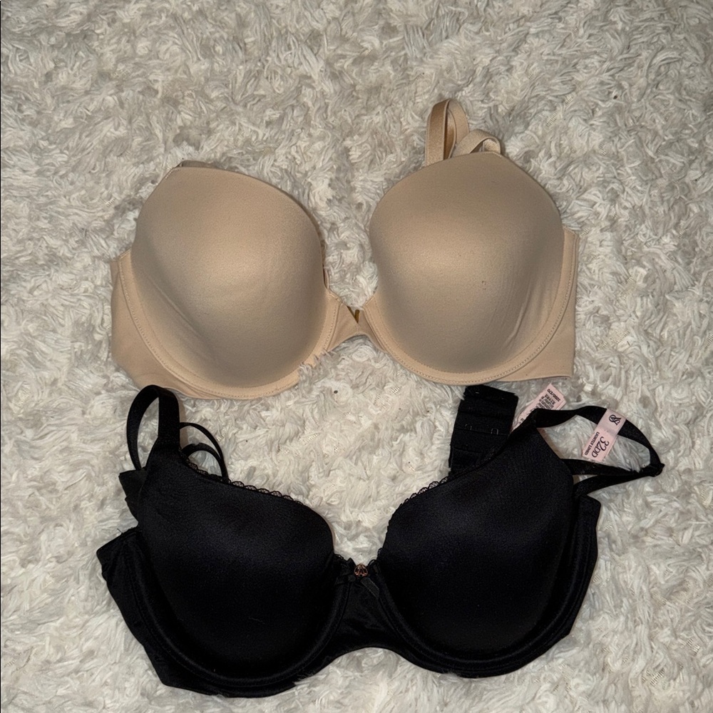 Victoria's Secret Cream and Black Bra Duo